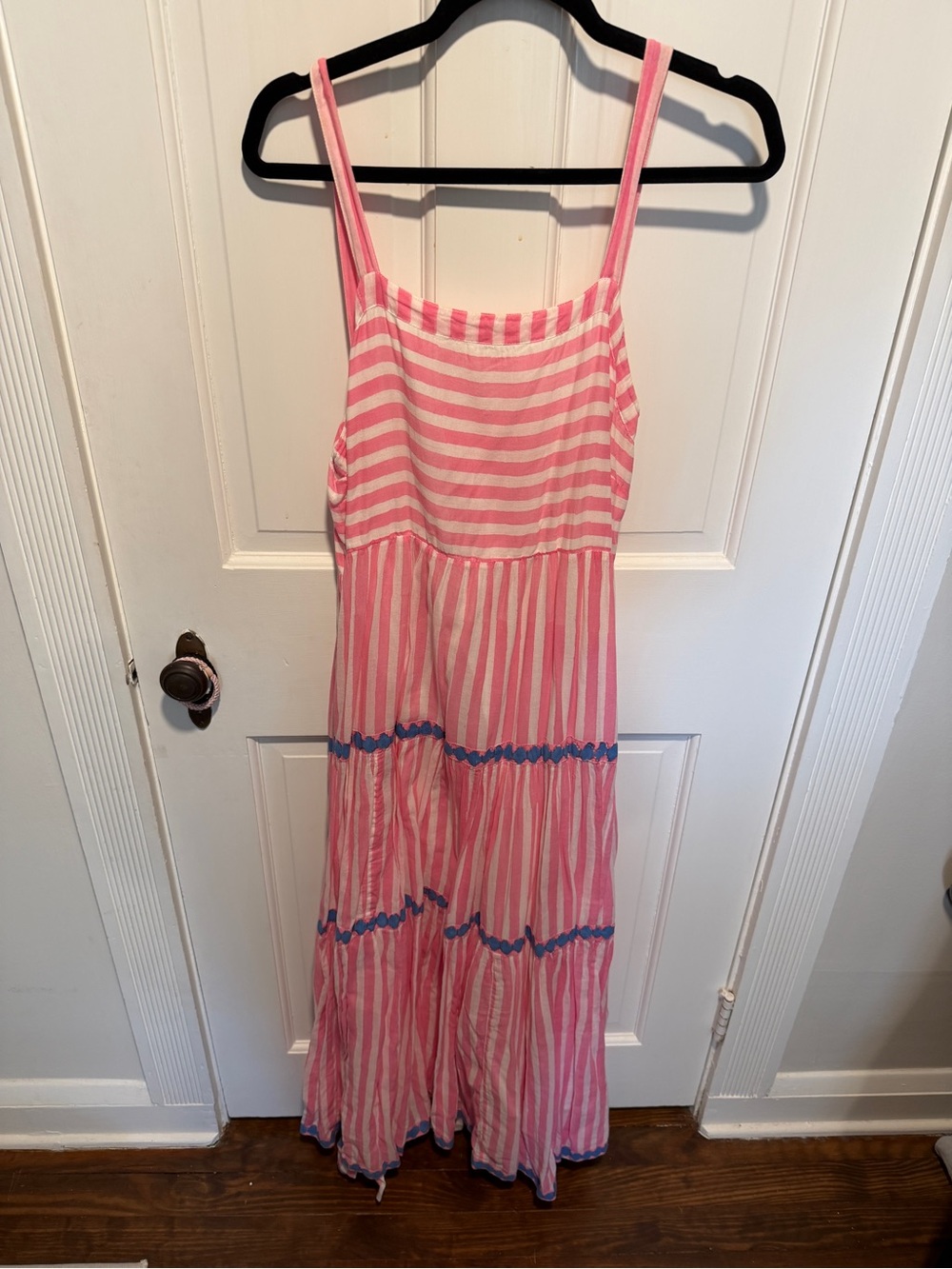 Oliphant Sz L Striped Tiered Sundress